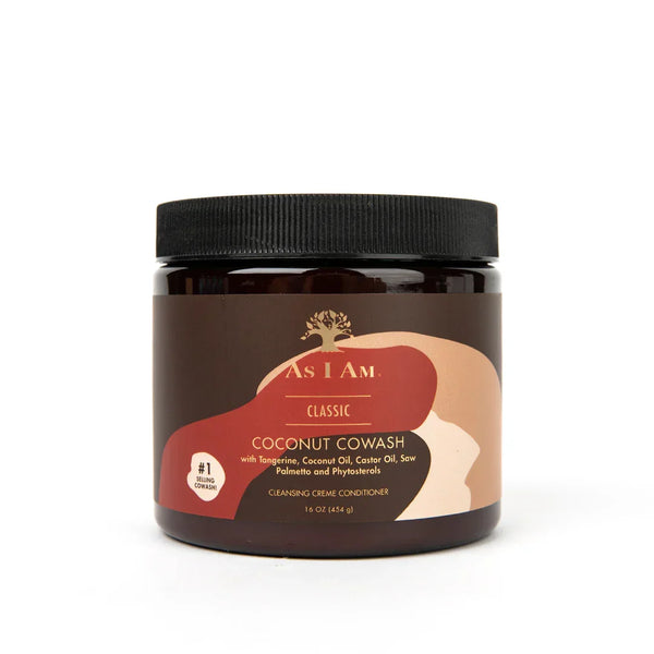 Braunes Gefäß As I Am Classic Coconut Cowash für lockiges, afro-texturiertes Haar, 454g