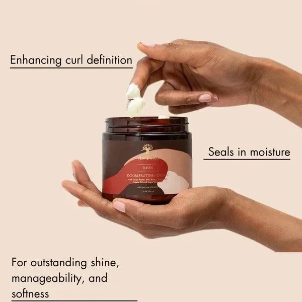 Doublebutter Cream für lockiges Haar, feuchtigkeitsspendend, verbessert die Lockendefinition