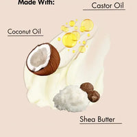Afro Haarcreme mit Kokosöl, Sheabutter und Castoröl, cremige Textur Illustration