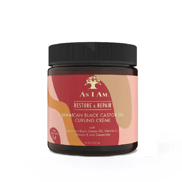 Creme für Locken mit Jamaican Black Castor Oil in brauner Dose, geeignet für lockiges Haar