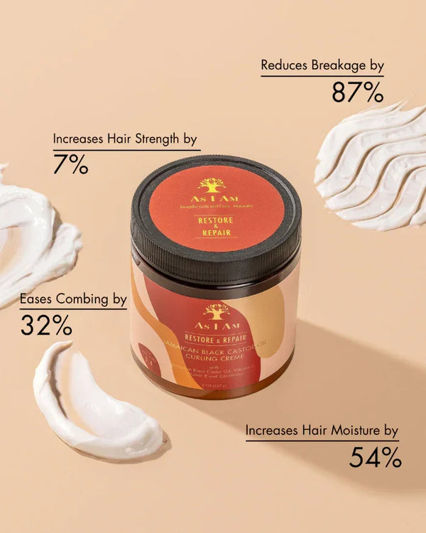 Jamaican Black Castor Oil Curling Creme im Tiegel, Cremeproben, Haarpflege-Ergebnisse angegeben