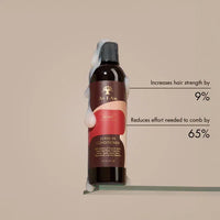 Coconut Leave-In Conditioner Flasche mit Creme, Text zur Haarpflege und Frisierhilfe sichtbar